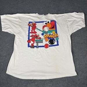 Vintage 90s Elmo Playing Pool T-Shirt Sesame Street Jim‎ Henson USA